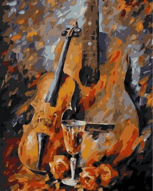 Paint By Numbers | Artistic Cello Instrument Portrait - Custom Paint By Numbers