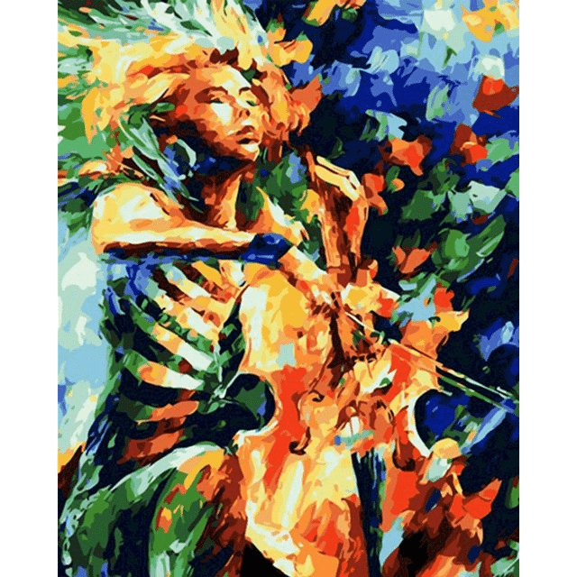 Paint By Numbers | Artistic Cello Player Portrait - Custom Paint By Numbers