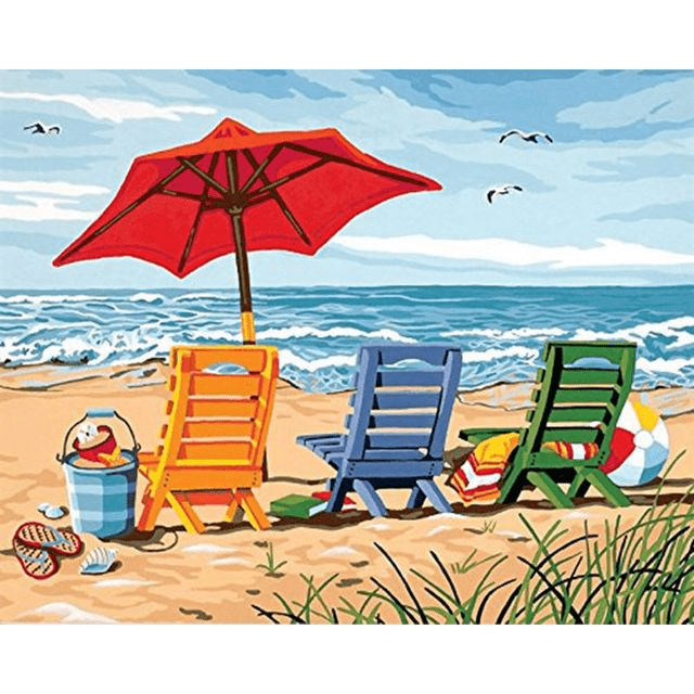 Paint By Numbers | Beach Chair Trio - Custom Paint By Numbers