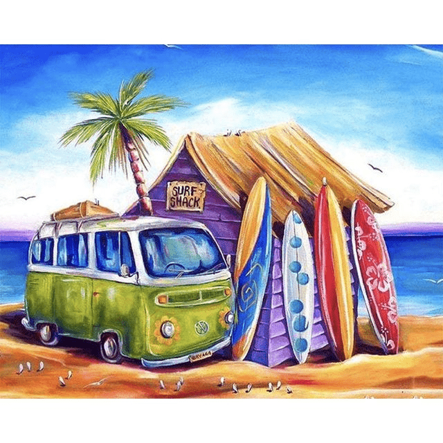 Paint By Numbers | Beach Surf Shack - Custom Paint By Numbers