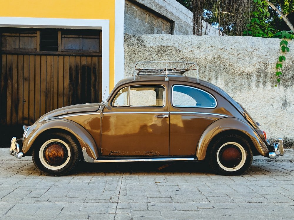Paint By Numbers | Beetle - Parked Brown Volkswagen Beetle - Custom Paint By Numbers