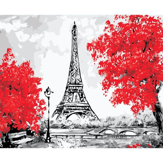 Paint By Numbers | Black and Red Paris - Custom Paint By Numbers