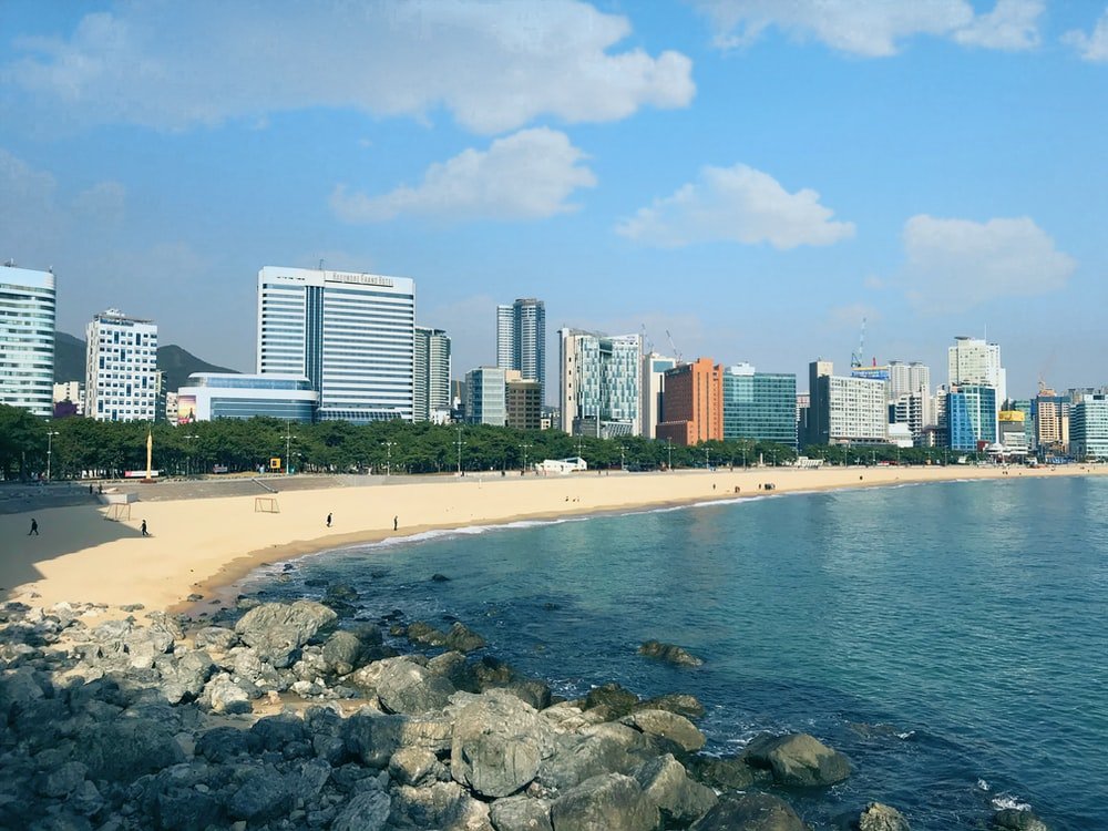Paint By Numbers | Busan - Blue Beach Under Blue Sky - Custom Paint By Numbers