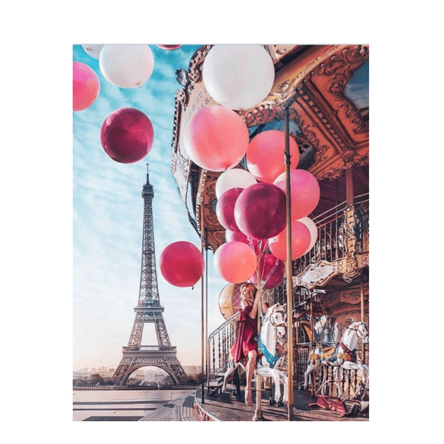 Paint By Numbers | Carousel, Balloons and Eiffel Tower - Custom Paint By Numbers