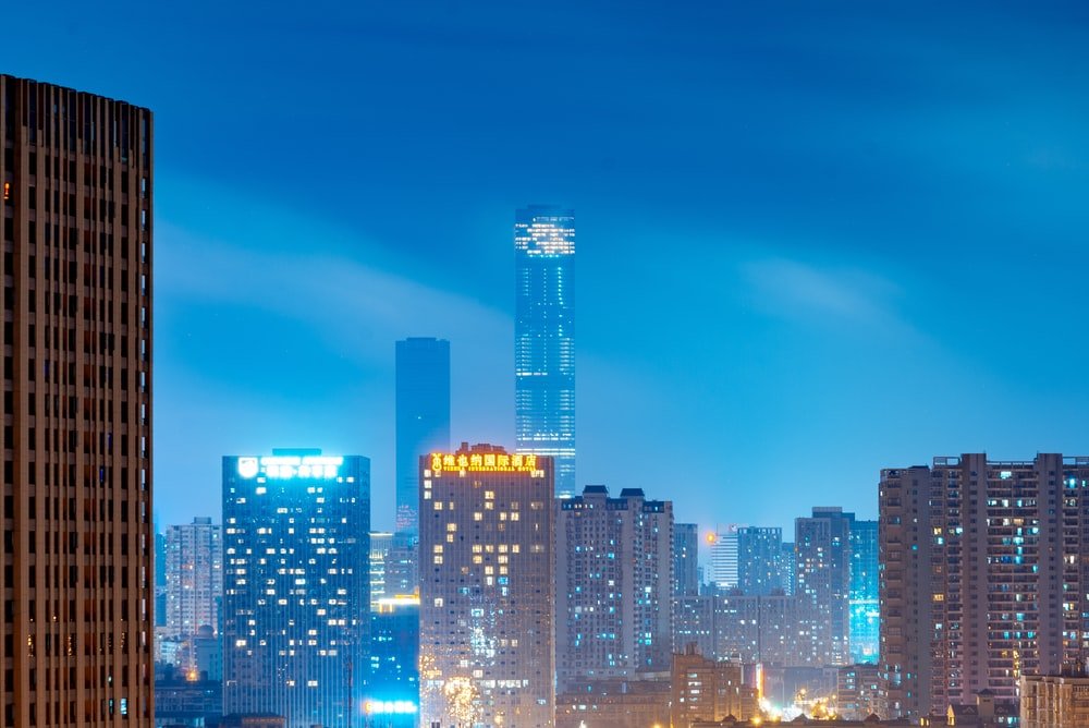 Paint By Numbers | Changsha - City Skyline Under Blue Sky During Night Time - Custom Paint By Numbers