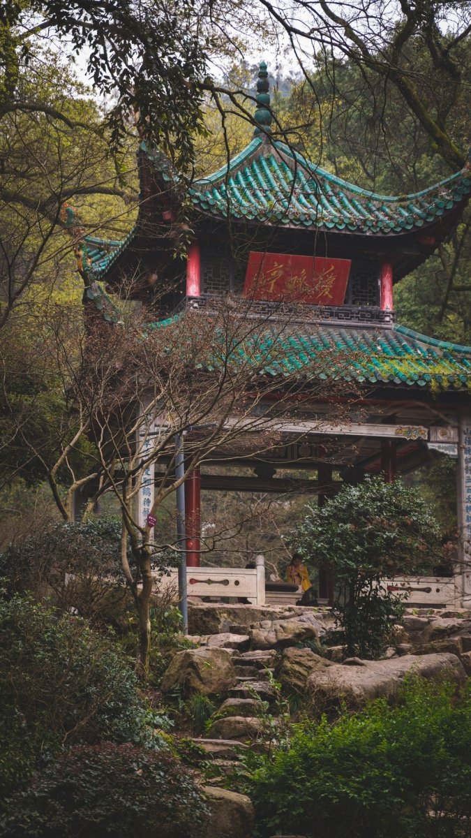 Paint By Numbers | Changsha - Red And White Temple Surrounded By Trees - Custom Paint By Numbers