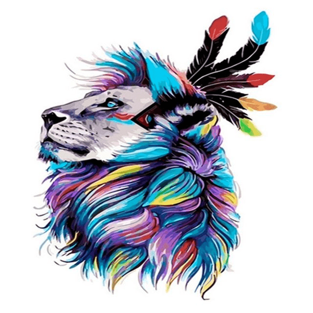 Paint By Numbers | Colorful Indian Lion - Custom Paint By Numbers