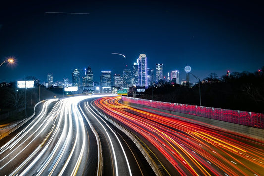 Paint By Numbers | Dallas - Time Lapse Photography Of Cars On Road During Night Time - Custom Paint By Numbers