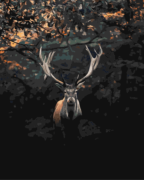 Paint By Numbers | Deer - Brown Deer Under Tree - Custom Paint By Numbers