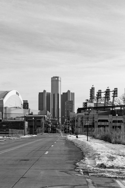 Paint By Numbers | Detroit - Grayscale Photo Of City Buildings - Custom Paint By Numbers