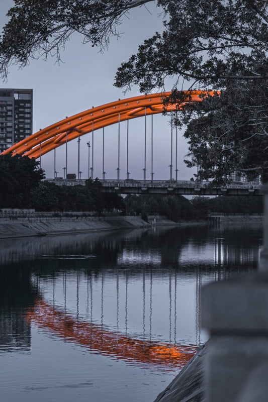 Paint By Numbers | Dongguan - Orange And Black Bridge Over River - Custom Paint By Numbers