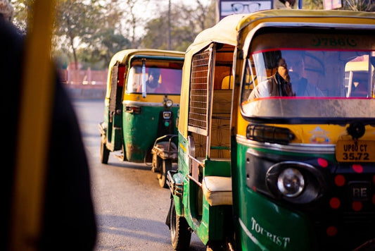 Paint By Numbers | Green And Yellow Auto Rickshaw On Road During Daytime - Custom Paint By Numbers