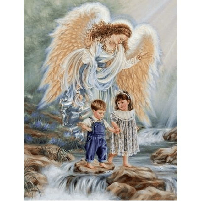Paint By Numbers | Guardian Angel Watching Over Kids - Custom Paint By Numbers