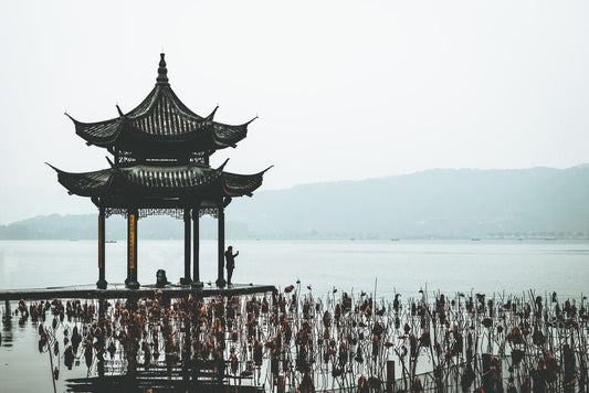 Paint By Numbers | Hangzhou - Brown Wooden Gazebo On Beach During Daytime - Custom Paint By Numbers
