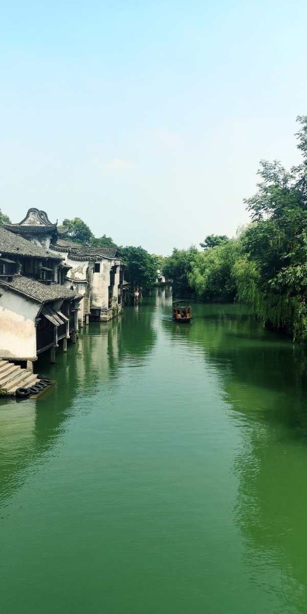 Paint By Numbers | Hangzhou - River Surrounded By Houses - Custom Paint By Numbers