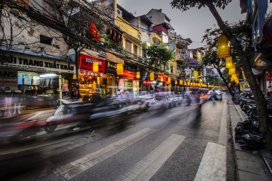 Paint By Numbers | Hanoi - Time Lapse Photography Of Vehicle Towards Pedestrian Lane - Custom Paint By Numbers