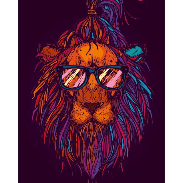Paint By Numbers | Hipster Lion - Custom Paint By Numbers