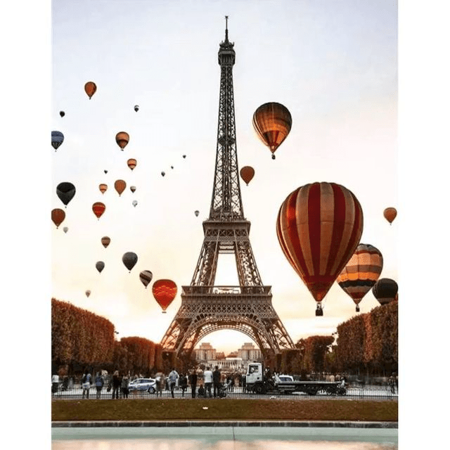 Paint By Numbers | Hot Air Balloons at the Eiffel Tower - Custom Paint By Numbers