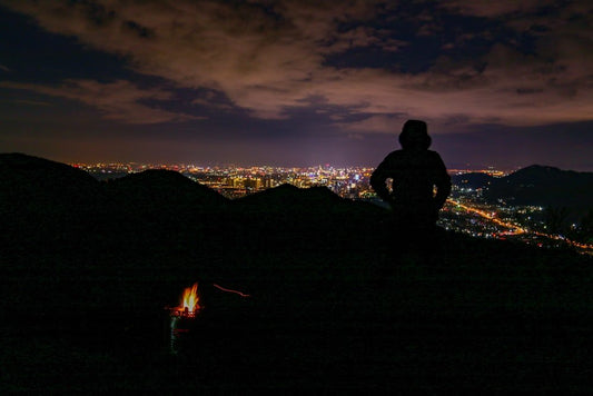 Paint By Numbers | Kunming - Silhouette Of Person Standing On Mountain Top During Nighttime - Custom Paint By Numbers