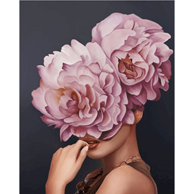 Paint By Numbers | Lady Head Flower 18 - Custom Paint By Numbers