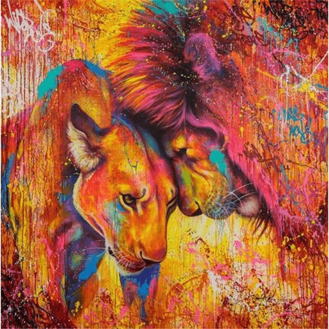 Paint By Numbers | Lion and Lioness Art - Custom Paint By Numbers