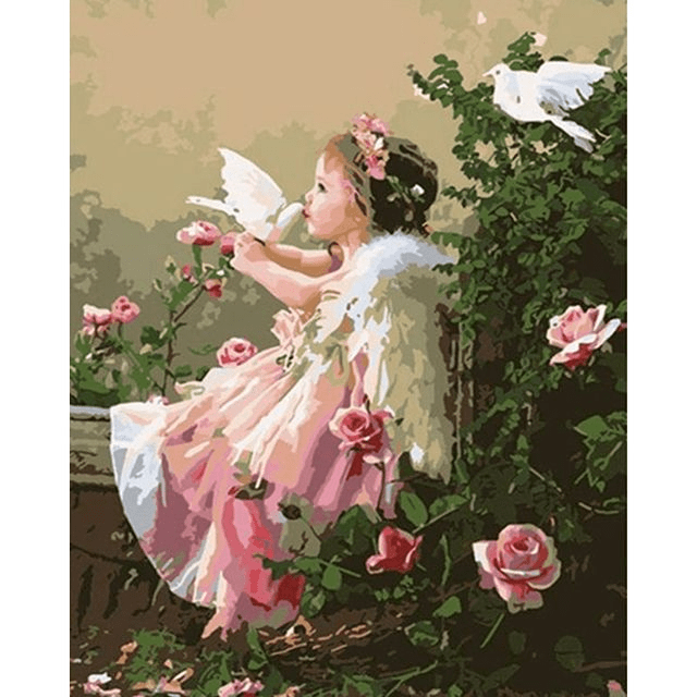 Paint By Numbers | Little Angel and Doves - Custom Paint By Numbers