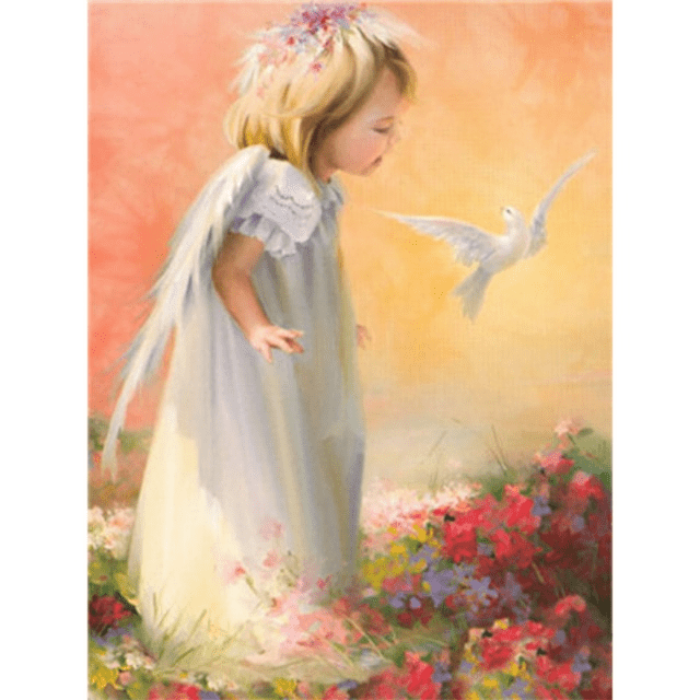 Paint By Numbers | Little Angel and Flying Dove - Custom Paint By Numbers
