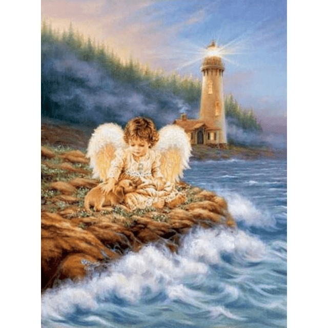 Paint By Numbers | Little Angel at The Lighthouse - Custom Paint By Numbers