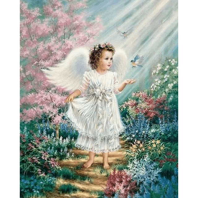 Paint By Numbers | Little Angel in The Garden - Custom Paint By Numbers