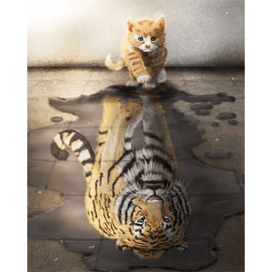 Paint By Numbers | Little Kitten Big Reflection - Custom Paint By Numbers