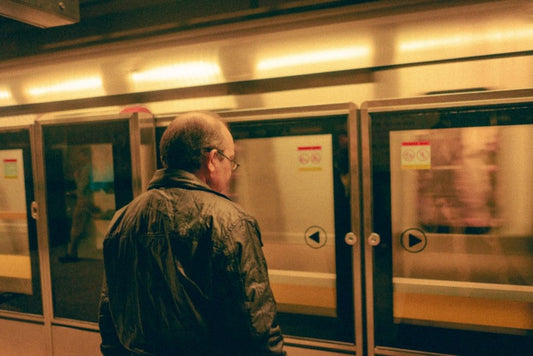 Paint By Numbers | Man In Black Jacket Standing Beside Silver Elevator Door - Custom Paint By Numbers