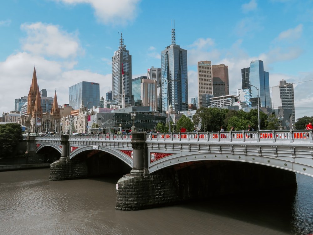 Paint By Numbers | Melbourne - White Bridge Across City Buildings - Custom Paint By Numbers