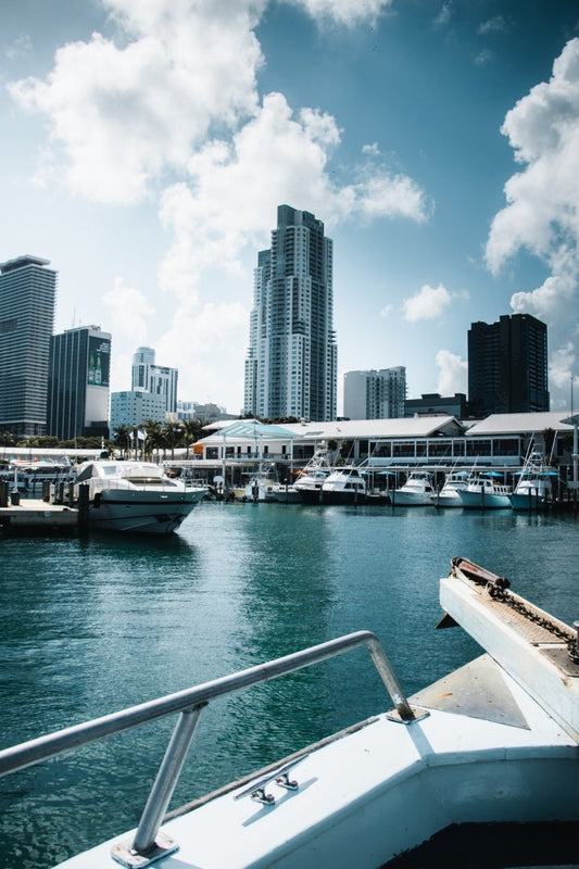 Paint By Numbers | Miami - White Yachts Near High-Rise Building - Custom Paint By Numbers
