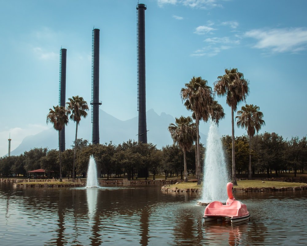 Paint By Numbers | Monterrey - Person In Red Kayak On Water Fountain During Daytime - Custom Paint By Numbers