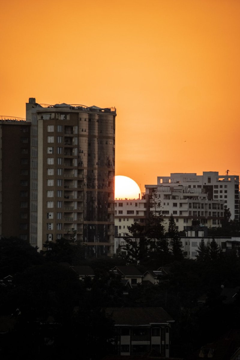 Paint By Numbers | Nairobi - Silhouette Of City Buildings During Sunset - Custom Paint By Numbers
