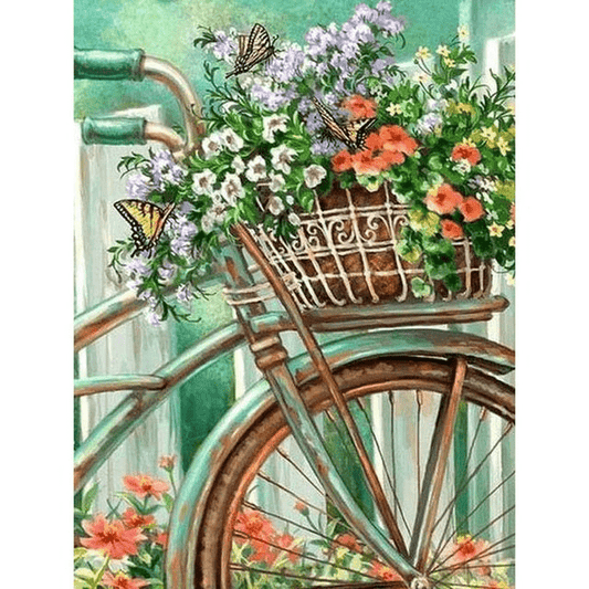 Paint By Numbers | Old Bicycle Flower - Custom Paint By Numbers
