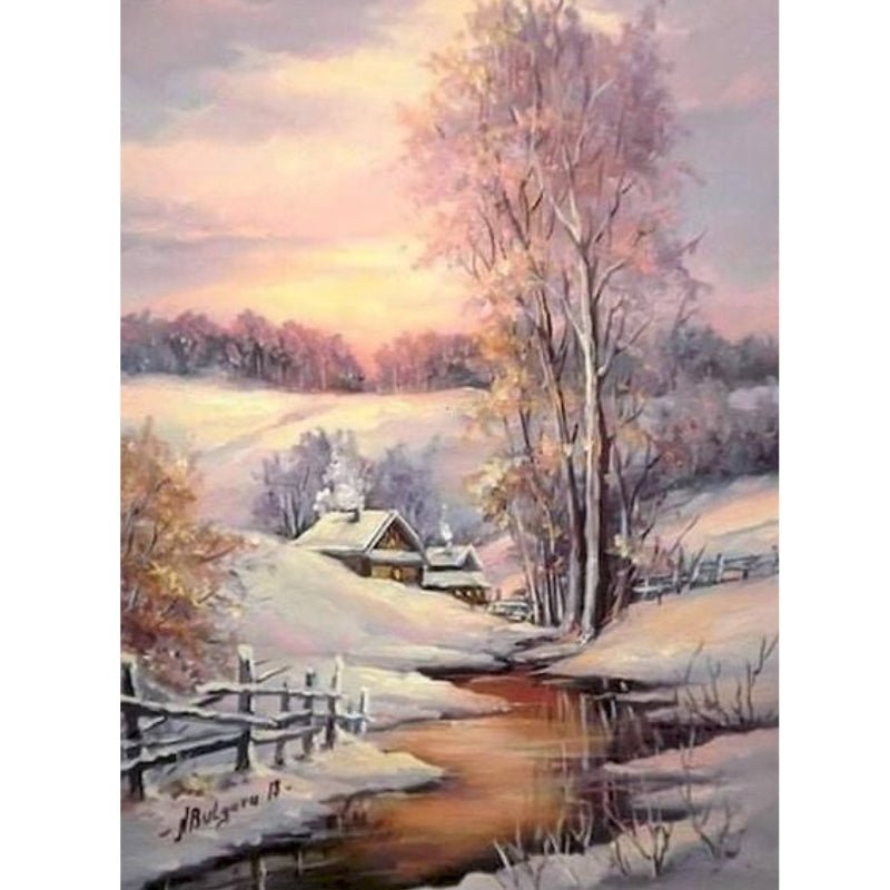 Paint By Numbers | Rural Winter Scene - Custom Paint By Numbers