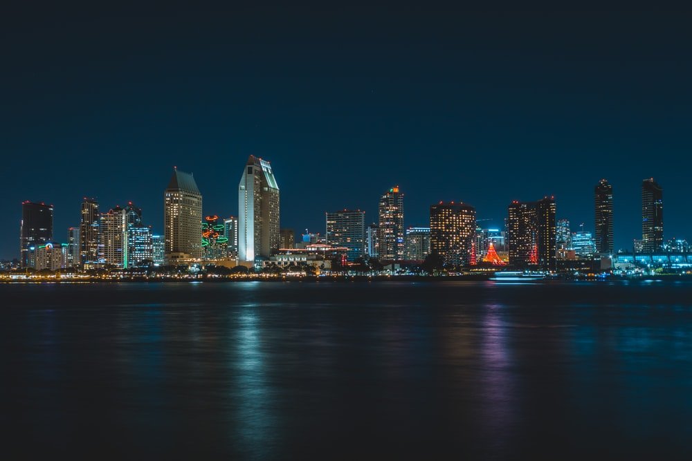 Paint By Numbers | San Diego - City Near Body Of Water During Nighttime - Custom Paint By Numbers