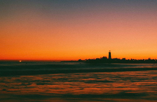Paint By Numbers | Santa Cruz - Silhouette Of Lighthouse During Sunset - Custom Paint By Numbers