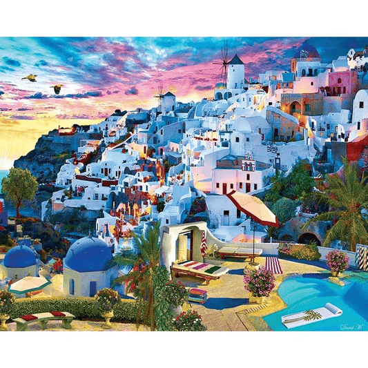 Paint By Numbers | Santorini Sunset View - Custom Paint By Numbers