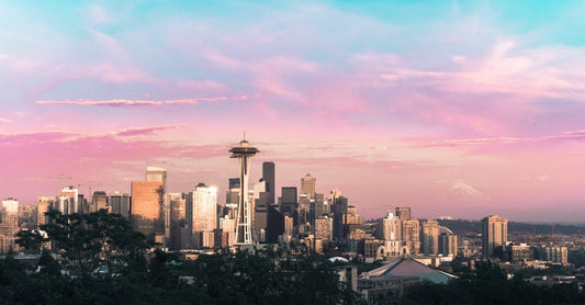 Paint By Numbers | Seattle - Highrise Buildings Under Pink And Blue Sky During Daytime - Custom Paint By Numbers