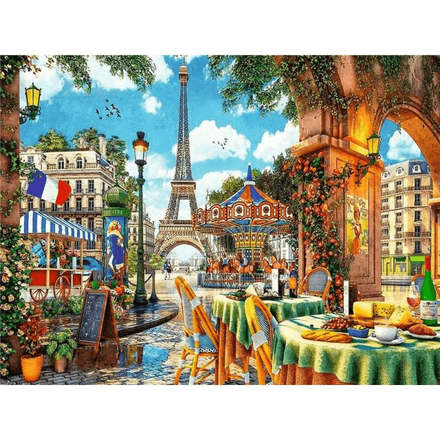 Paint By Numbers | Street Café in Paris - Custom Paint By Numbers