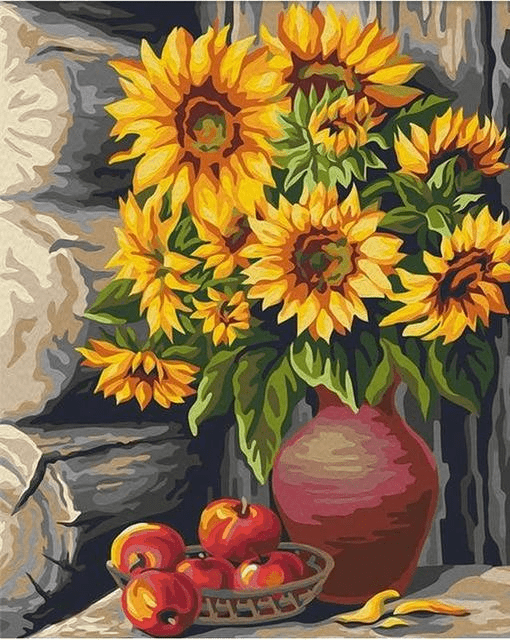 Paint By Numbers | Sunflower Vase 3 - Custom Paint By Numbers