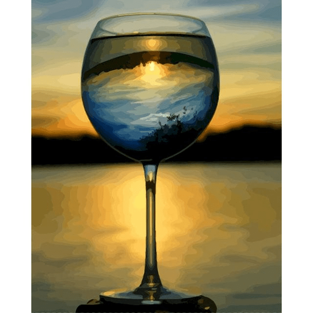 Paint By Numbers | Sunset Wine Glass - Custom Paint By Numbers