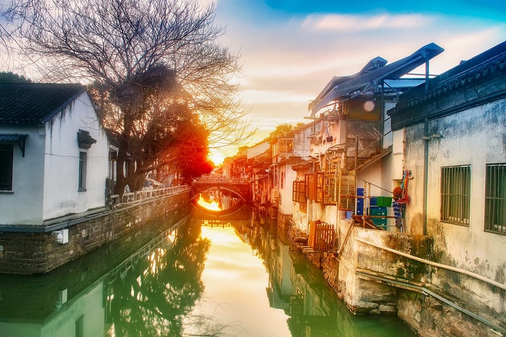 Paint By Numbers | Suzhou - Canal With Bridge And Houses - Custom Paint By Numbers
