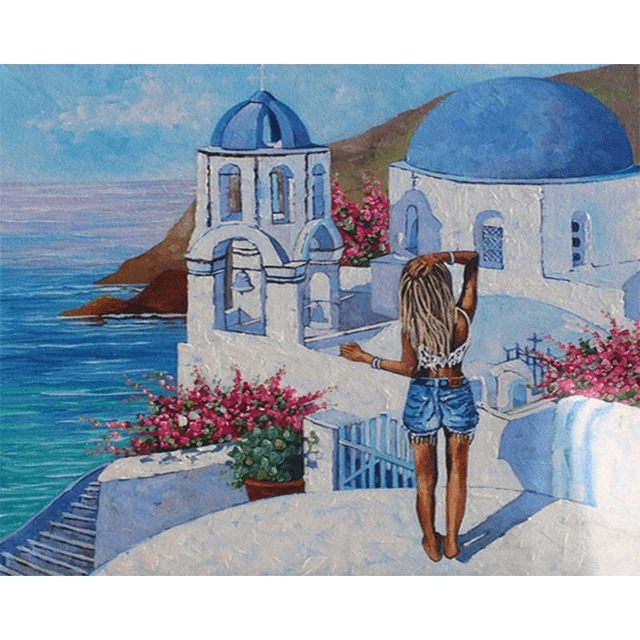 Paint By Numbers | The Best View in Santorini - Custom Paint By Numbers