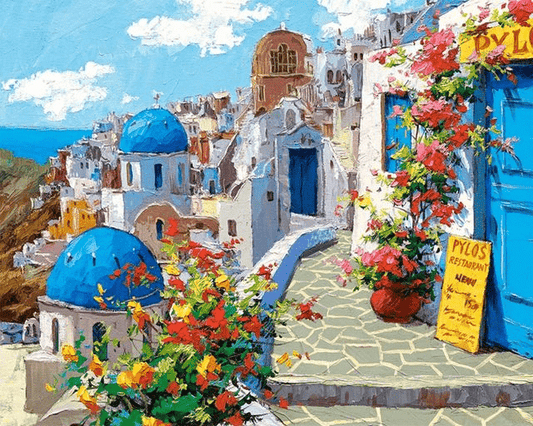 Paint By Numbers | The Greek City - Custom Paint By Numbers