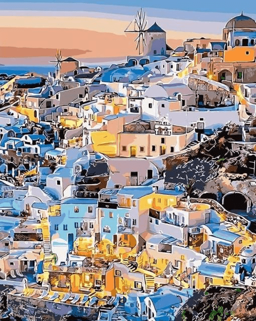 Paint By Numbers | The Traditional Santorini City - Custom Paint By Numbers