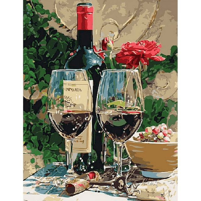 Paint By Numbers | Two Glasses of Red Wine - Custom Paint By Numbers