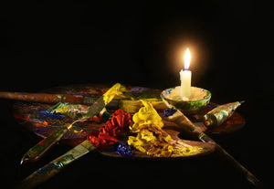 Paint By Numbers | Vincent Van Gogh - Mixed Paint On Palette With Candle - Custom Paint By Numbers